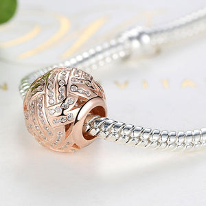 PY1407 925 Sterling Silver Rose Gold-Color Weave Charm