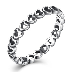 YJ1176 925 Sterling Silver Love Heart Stackable Finger Ring