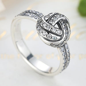 YJ1158 S925 Love Knot Sparkling CZ Women Ring