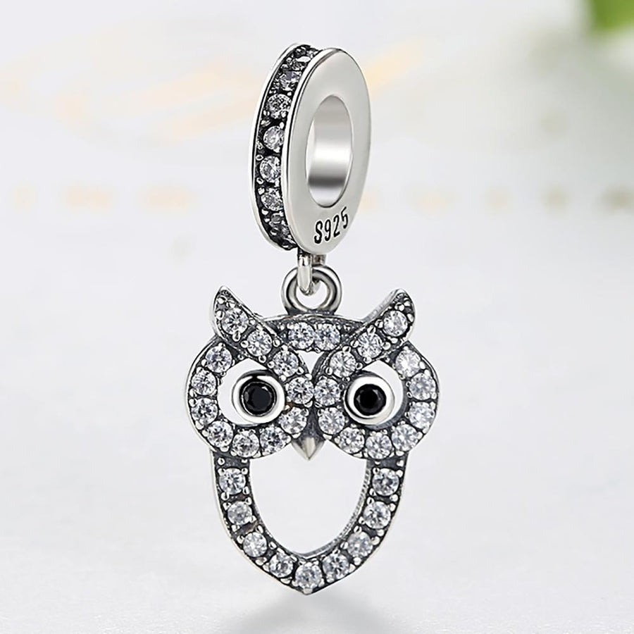 PY1398 925 Sterling Silver Animal Owl Dangle Charm