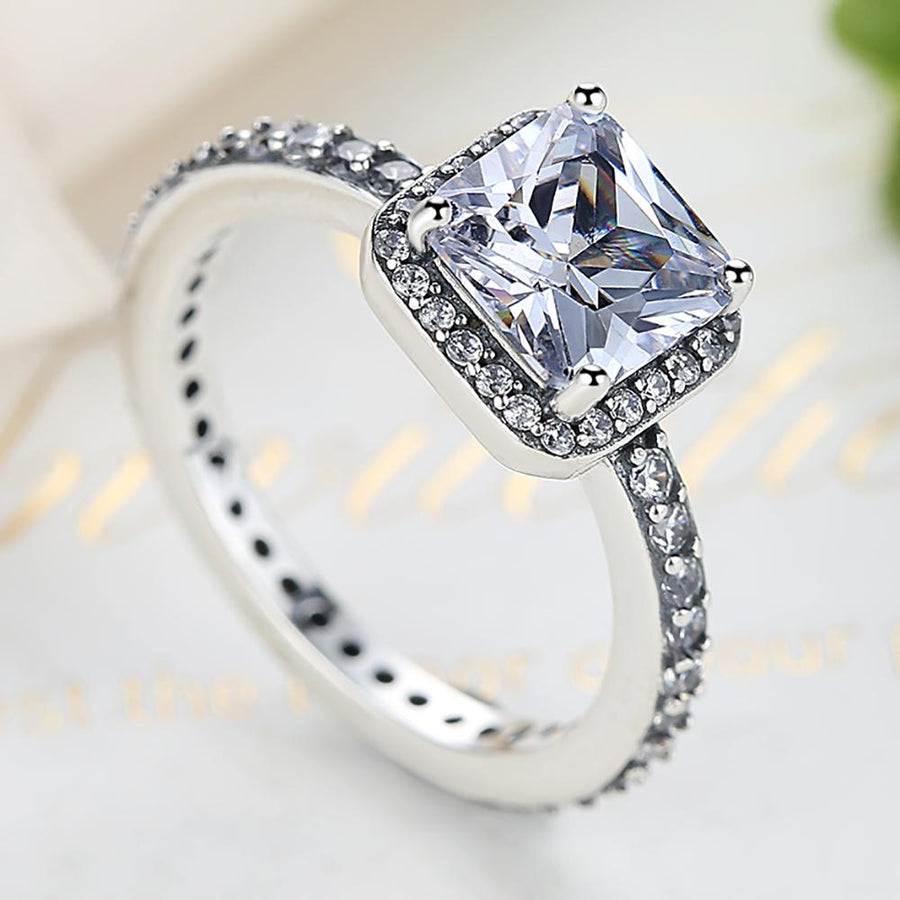 YJ1161  925 Sterling Silver Solid Simulated Diamond Ring