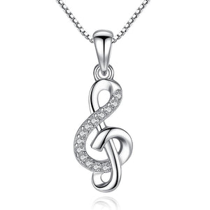YX1502 925 Sterling Silver Musical Note Pendant Necklace