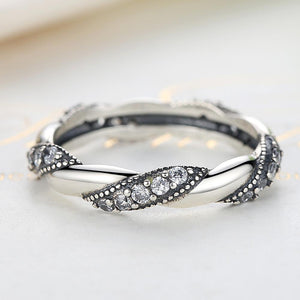 YJ1192 925 Sterling Silver Fashion Twisted CZ Ring Jewelry