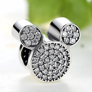 PY1393 925 Sterling Silver Mickey Charm with CZ