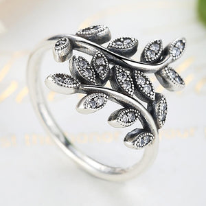 YJ1163 925 Sterling Silver Genuine Silver Double Leaf Ring