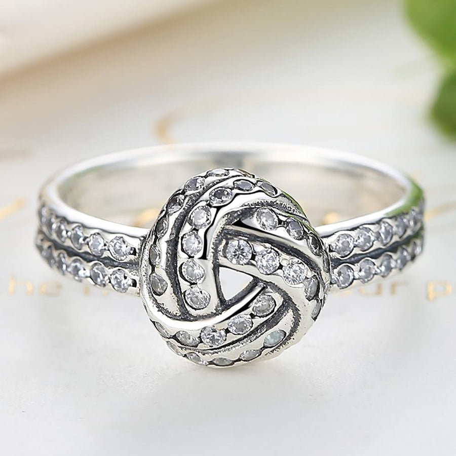 YJ1158 S925 Love Knot Sparkling CZ Women Ring