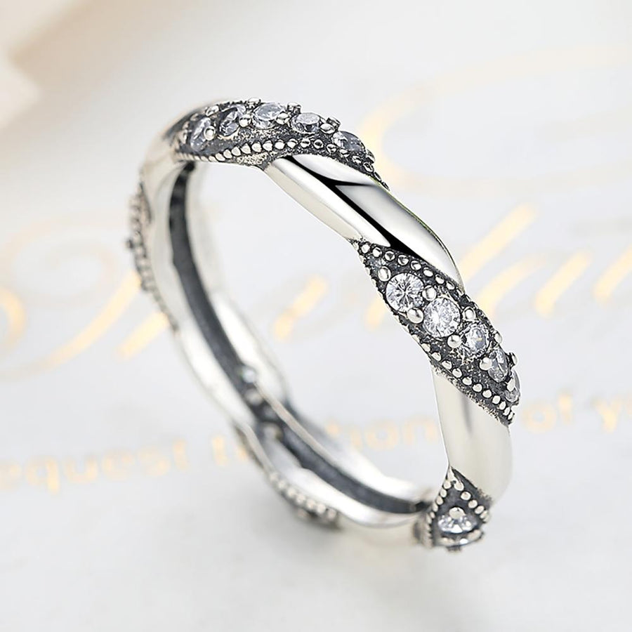 YJ1192 925 Sterling Silver Fashion Twisted CZ Ring Jewelry