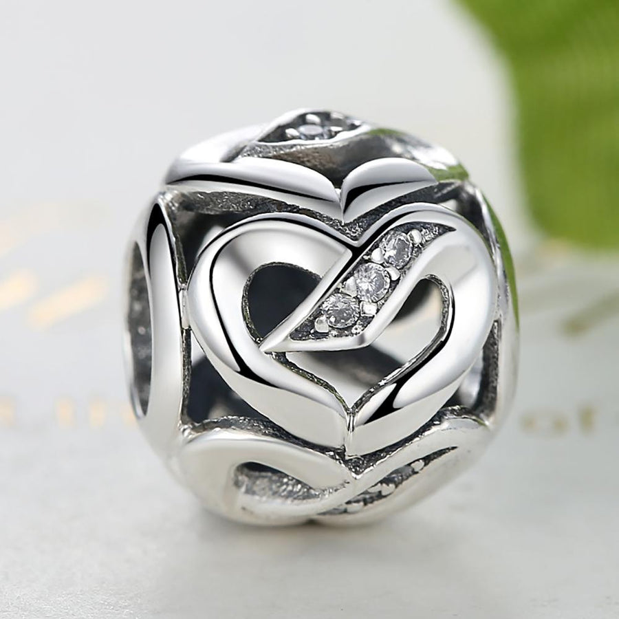 PY1363 925 Sterling Silver Hollow Heart Charm of Power