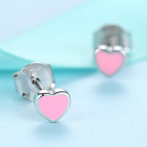 YE3118 S925 Enamel Heart Shape Stud Earrings