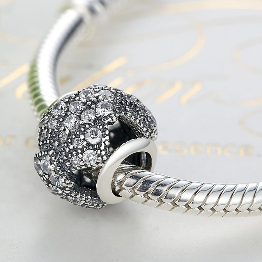 PY1362 925 Sterling Silver Cubic Zirconia Bead Charm