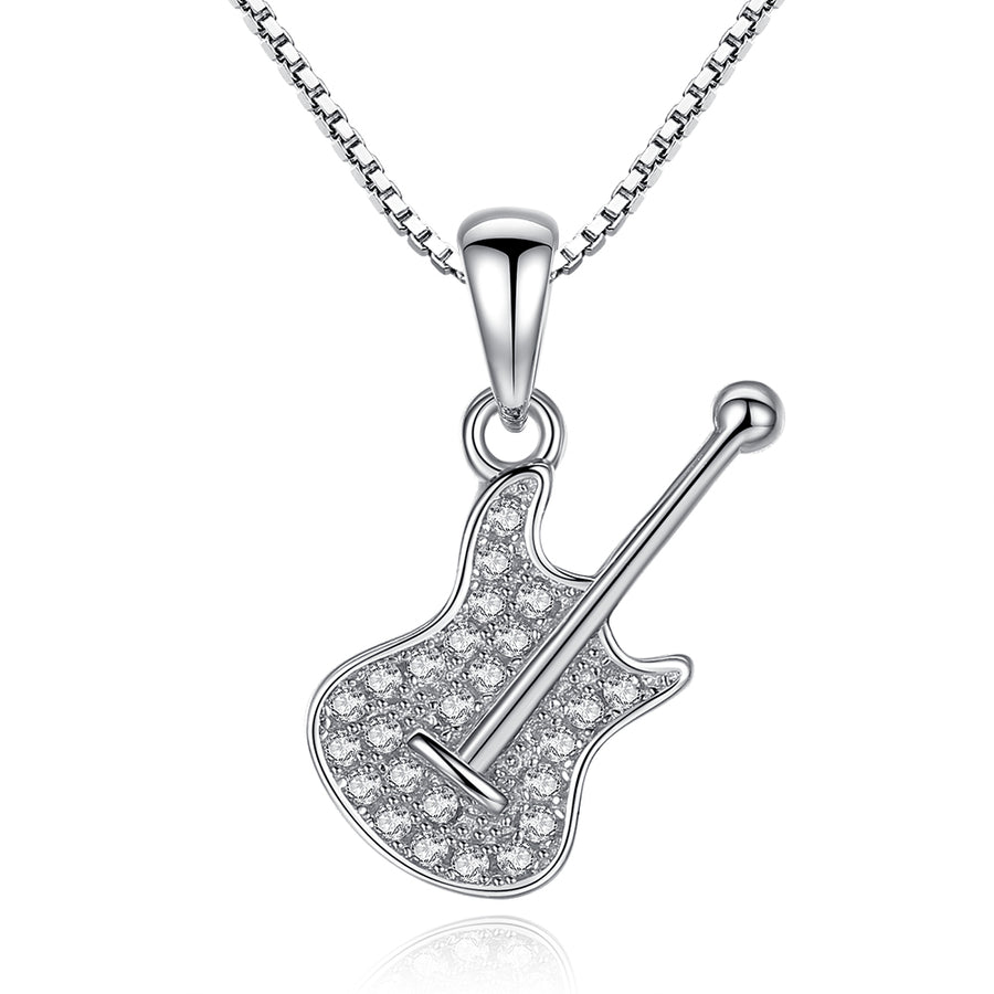 YX1505 925 Sterling Silver Guitar Necklace