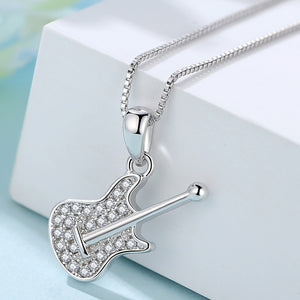 YX1505 925 Sterling Silver Guitar Necklace