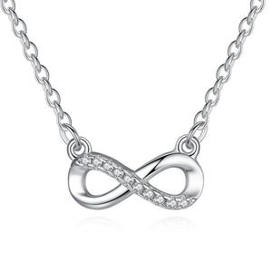 YX1262 925 Sterling Silver Pave Cubic Zircon Infinity Necklace