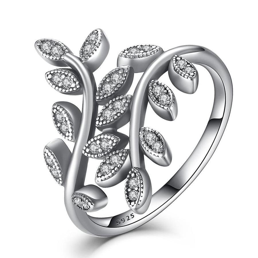YJ1163 925 Sterling Silver Genuine Silver Double Leaf Ring