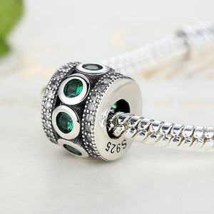 PY1375 925 Sterling Silver Green Spacer Charm,Clear CZ