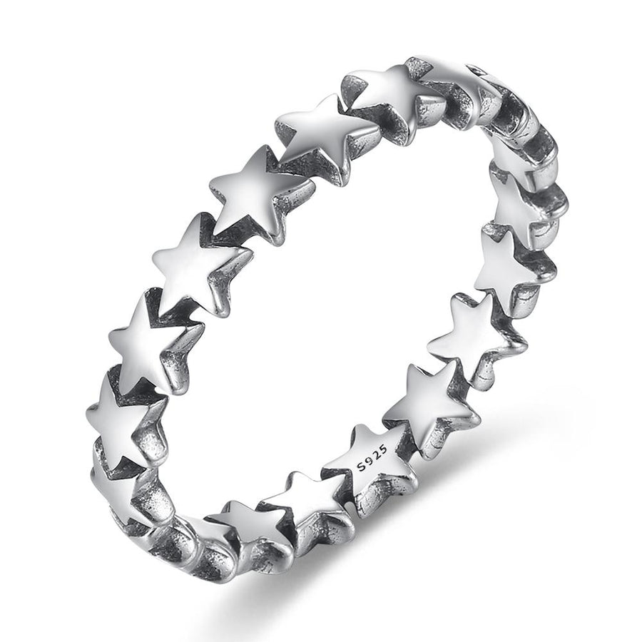YJ1175 925 Sterling Silver Star Trail Stackable Finger Ring