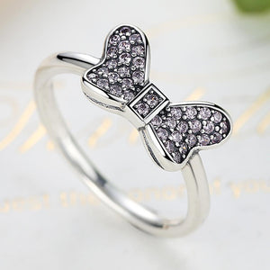 YJ1164 925 Sterling Silver Delicate Bow-knot Ring With CZ