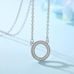 YX1515 925 Sterling Silver Round Circle Necklace with CZ