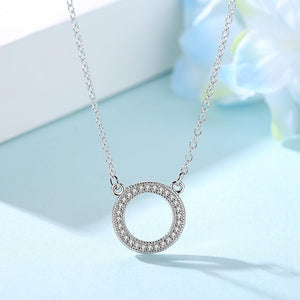 YX1515 925 Sterling Silver Round Circle Necklace with CZ