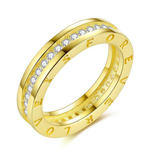 YJ1236 925 Sterling Silver GOLD-Color Forever Love Ring