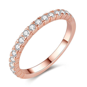 YJ1234 925 Sterling Silver Rose Gold-Color Rings with Clear CZ