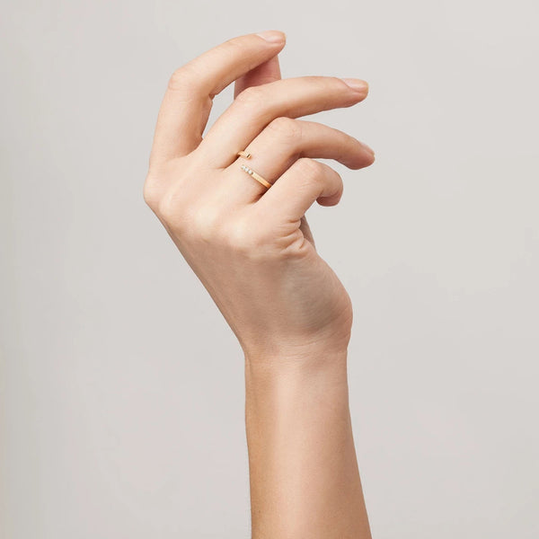 FJ0059 925 Sterling Silver Three Zircon Open Ring