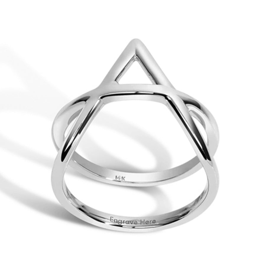 FJ0070 925 Sterling Silver Geometric Cross Ring
