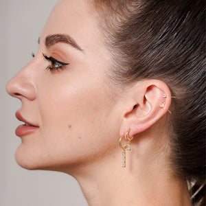 FE0676 925 Sterling Silver Crystal Hoop Earrings