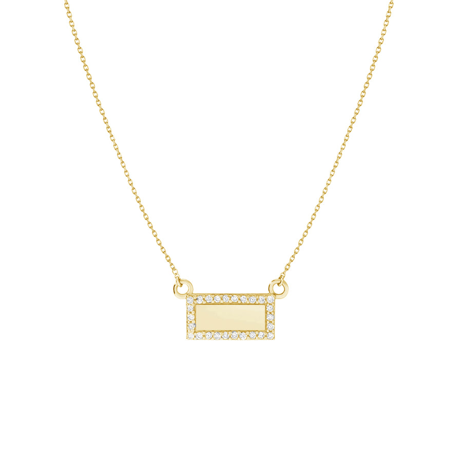 FX0821 925 Sterling Silver Zirconia Framed Gold Bar Necklace