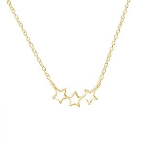 FX0031 925 Sterling Silver Triple Star Necklace