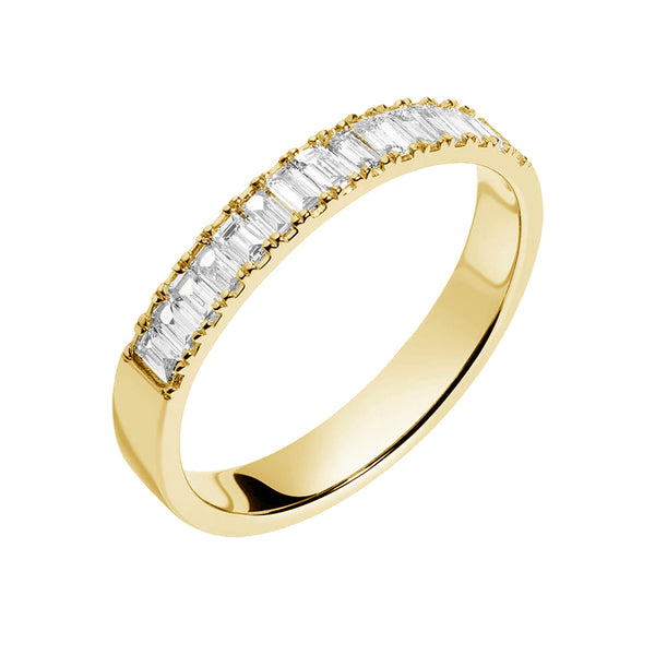 FJ0454 925 Sterling Silver Bold Half Diamond Baguette Ring