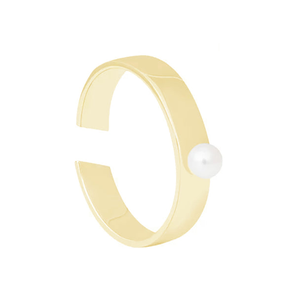 FJ0035 925 Sterling Silver Pearl Signet Open Ring