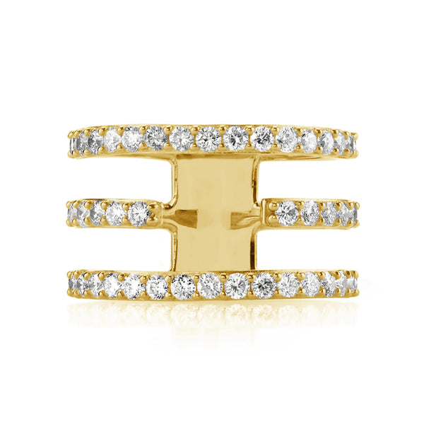 FJ0444 925 Sterling Silver Triple Band Pave Zircon Ring