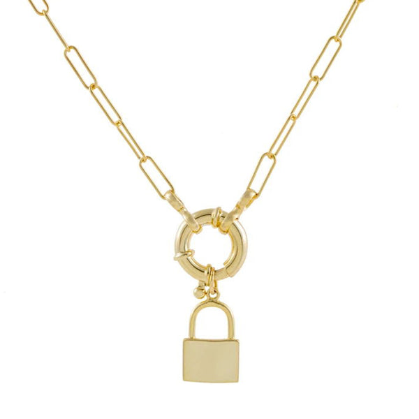 FX0346 925 Sterling Silver Lock Chain Necklace