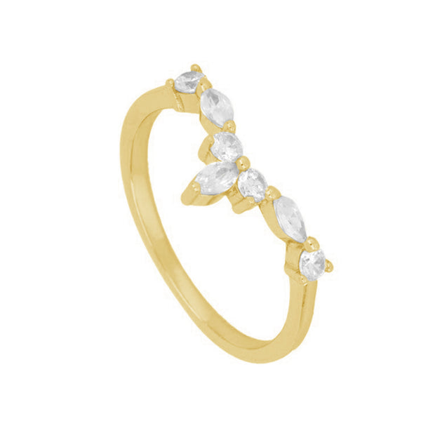 FJ0186 925 Sterling Silver Crown Diamond Ring