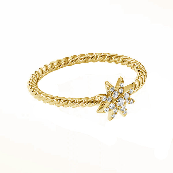 FJ0710 925 Sterling Silver Starburst Cubic Zirconia Ring