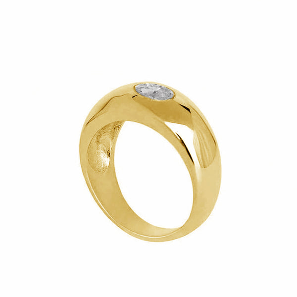 FJ0278 925 Sterling Silver Zircon Dome Ring