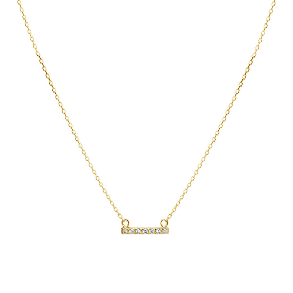 FX0079 925 Sterling Silver Mini Diamond Bar Pendant Necklace