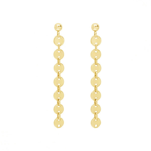 FE0129 925 Sterling Silver Coin Long Earrings