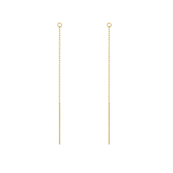FE1407 925 Sterling Silver Long Chain Stud Earrings