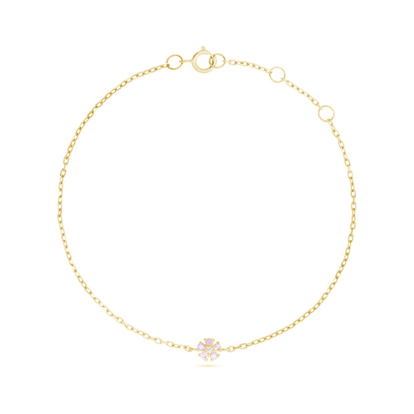 FS0229 925 Sterling Silver Pink Sapphire Flower Bracelet