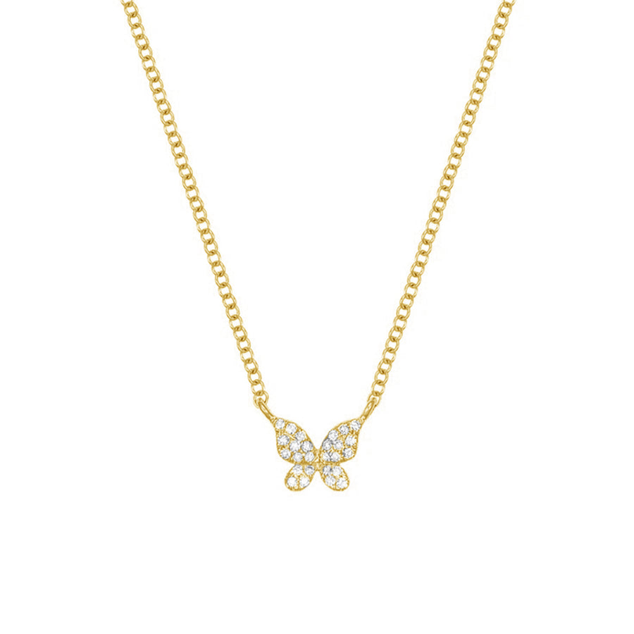 FX0470 925 Sterling Silver Diamond Butterfly Necklace