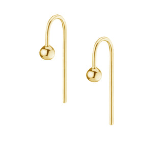 FE0248 925 Sterling Silver Short Gold Ball Hook Earrings