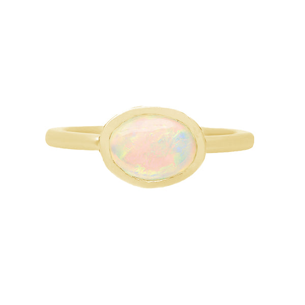 FJ0616 925 Sterling Silver Oval Opal Ring