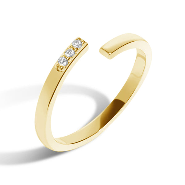 FJ0059 925 Sterling Silver Three Zircon Open Ring