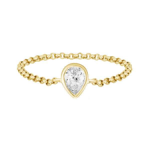 FJ0629 925 Sterling Silver Teardrop Pear CZ Women Ring