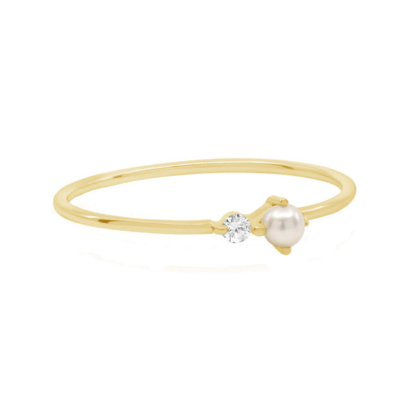 FJ0723 925 Sterling Silver Natural Pearl Cubic Zirconia Ring