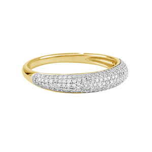 FJ0475 925 Sterling Silver Pave CZ Thin Dome Ring