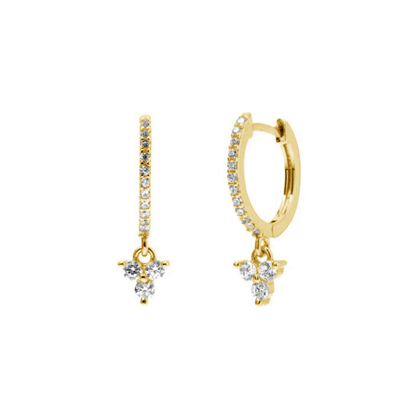 FE1089 925 Sterling Silver Lotus Zircon Hoop Earrings