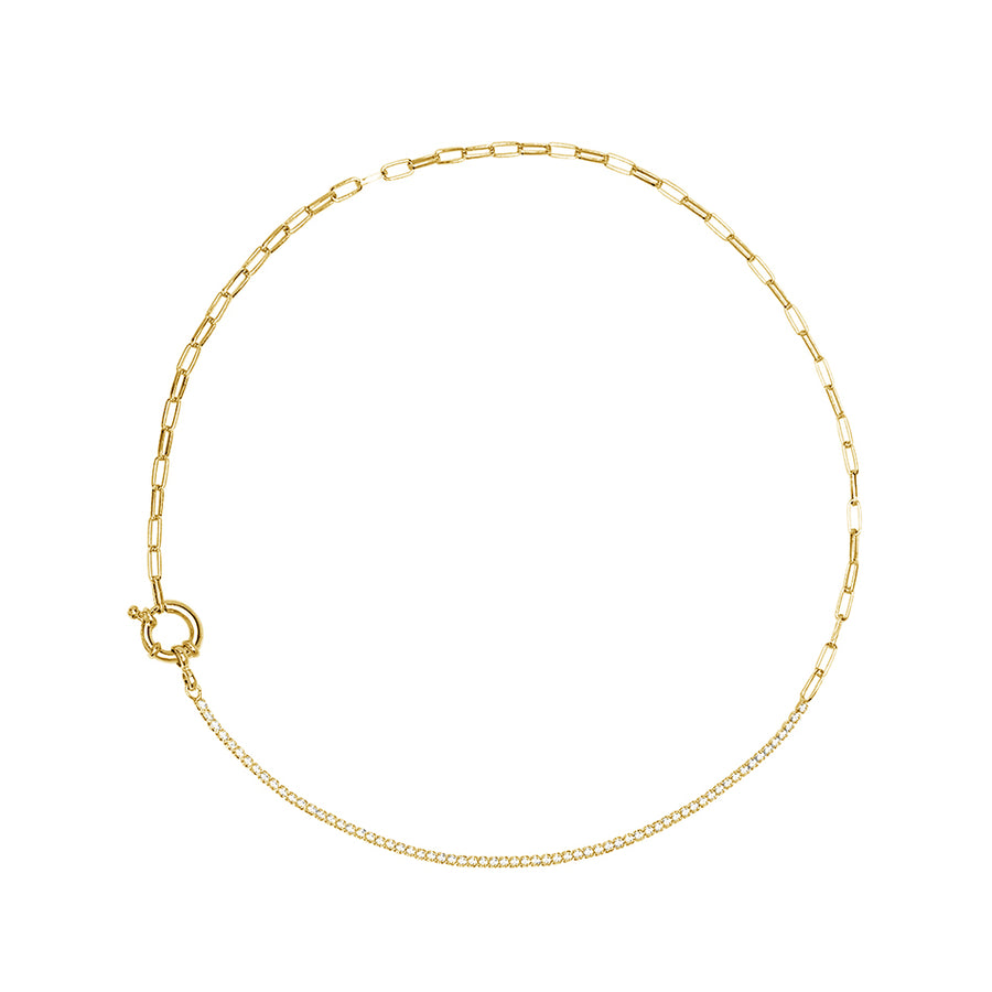 FX0275 925 Sterling Silver Gold Tennis Chain Necklace